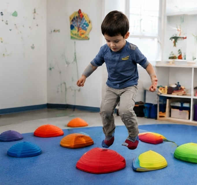 Child developing movement, coordination and confidence